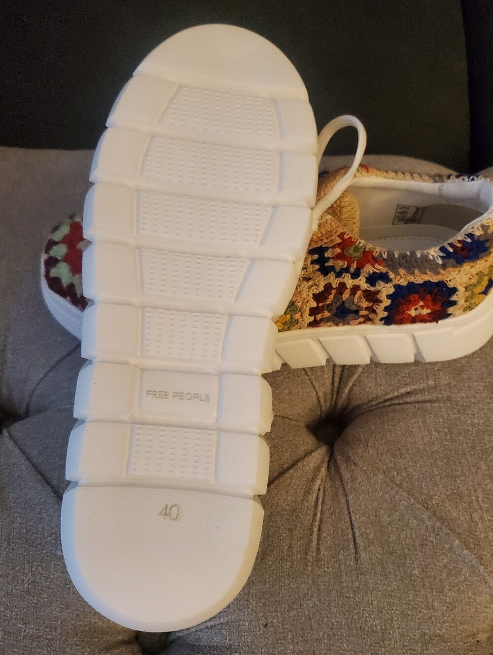 Free People Catch Me If You Can Woven Crochet Lace-Up Sneakers - Multicolor NWT - Picture 5 of 12
